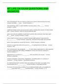 MT LIFE ON EXAM QUESTIONS AND ANSWERS WITH COMPLETE SOLUTIONS