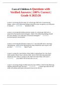 Care of Children A Questions with Verified Answers &vert; 100&percnt; Correct &vert; Grade A 2025&sol;26