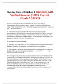 Nursing Care of Children 1 Questions with Verified Answers &vert; 100&percnt; Correct &vert; Grade A 2025&sol;26