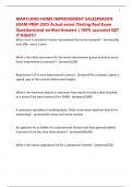 MARYLAND HOME IMPROVEMENT SALESPERSON EXAM PREP 2025 Actual exam &lpar;Testing Real Exam Questions&rpar;and verified Answers &lpar; 100&percnt; accurate&rpar; GET IT RIGHT&excl;&excl;