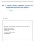 BUS 251 Financial Accounting I FINAL EXAM TIPS QUESTIONS AND ANSWERS 2025 Simon Fraser University