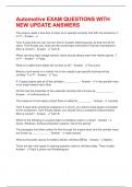 Automotive EXAM QUESTIONS WITH NEW UPDATE ANSWERS