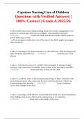 Capstone Nursing Care of Children Questions with Verified Answers &vert; 100&percnt; Correct &vert; Grade A 2025&sol;26