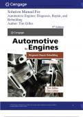 Solution Manual for Automotive Engines&colon; Diagnosis&comma; Repair&comma; and Rebuilding 9th Edition by Tim Gilles  &lpar; All Chapters&rpar;&period; Latest 2025 