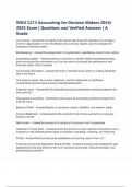 WGU C213 Accounting for Decision Makers 2024&sol; 2025 Exam &vert; Questions and Verified Answers &vert; A Grade