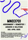 MNO3701 Assignment 1 Semester 1 Memo &vert; Due April 2025