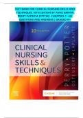 TEST BANK FOR CLINICAL NURSING SKILLS AND TECHNIQUES 10TH EDITION BY ANNE GRIFFIN PERRY PATRICIA POTTER &vert; CHAPTERS 1 -43&vert; QUESTIONS AND ANSWERS &vert; GRADED A&plus;