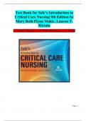 Test Bank for Sole&rsquo;s Introduction to Critical Care Nursing 9th Edition by Mary Beth Flynn Makic&comma; Lauren T&period; Morata Complete Chapters 1-21 With Rationales &vert; A&plus; PASS