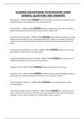 LICENSED EDUCATIONAL PSYCHOLOGIST EXAM GENERAL QUESTIONS AND ANSWERS