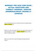 WORKDAY PRO HCM CORE EXAM &vert; ACTUAL QUESTIONS AND CORRECT ANSWERS &vert; VERIFIED ANSWERS&vert;ALREADY GRADED A&plus; &vert;UPDATED