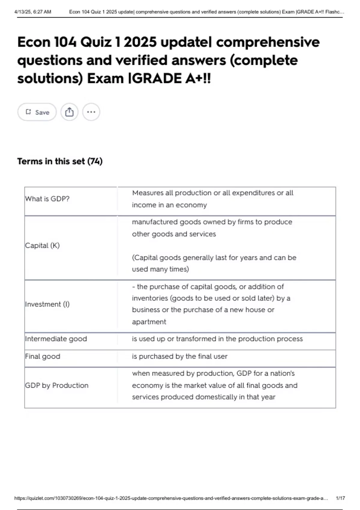 Econ 104 Quiz 1 2025 update| comprehensive questions and verified ...