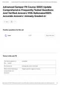 Advanced Semper Fit Course &vert;2025 Update Comprehensive Frequently Tested Questions And Verified Answers With Rationales&vert;100&percnt; Accurate Answers &vert; Already Graded A&plus;
