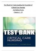 TEST BANK For Understanding the Essentials of Critical Care Nursing&comma; 3rd Edition by Perrin&comma; Verified Chapters 1 - 19&comma;ISBN&colon;9780134146348  Complete Newest Version