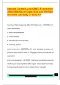 Internal Controls and COSO Framework  2025&sol;2026 Exam Questions and Verified  Answers &vert; Already Graded A&plus; 
