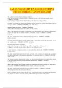 SALES MASTERY EXAM QUESTIONS WITH CORRECT ANSWERS 2025