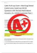 Galen NUR 242 Nursing Care Of The Adult 1 &sol;Medical-Surgical Nursing Concepts Exam 1 Med-Surg Tested  &lpar;Latest 2025 &sol; 2026&rpar; 250 MCQS   Questions with Revised Rationalized  Answers&comma; &lpar;A&plus; GRADE Guarantee Pass &rpar; 