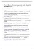 Trade Term- Review questions &lpar;industrial maintenance&rpar; Questions and Answers Fully Solved