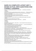 NURS 211 COMPLETE LATEST UNIT 2 BASED ACTUAL WITH QUESTIONS AND CORRECT ANSWERS