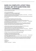 NURS 211 COMPLETE LATEST FINAL ACTUAL SET WITH QUESTIONS AND CORRECT ANSWERS