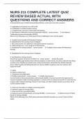NURS 211 COMPLETE LATEST QUIZ REVIEW BASED ACTUAL WITH QUESTIONS AND CORRECT ANSWERS