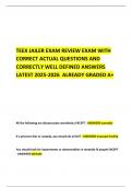 TEEX JAILER EXAM REVIEW EXAM WITH CORRECT ACTUAL QUESTIONS AND CORRECTLY WELL DEFINED ANSWERS LATEST 2025-2026  ALREADY GRADED A&plus;
