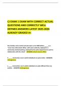    CJ EXAM 1 EXAM WITH CORRECT ACTUAL QUESTIONS AND CORRECTLY WELL DEFINED ANSWERS LATEST 2025-2026  ALREADY GRADED A&plus;