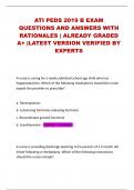 ATI PEDS 2019 B EXAM QUESTIONS AND ANSWERS WITH RATIONALES &vert; ALREADY GRADED A&plus; &vert;LATEST VERSION VERIFIED BY EXPERTS