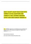 BASIC COUNTY JAILER TEXAS EXAM WITH CORRECT ACTUAL QUESTIONS AND CORRECTLY WELL DEFINED ANSWERS LATEST 2025-2026 ALREADY GRADED A&plus; 