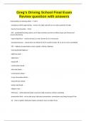 Greg's Driving School Final Exam Review question with answers