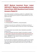 NCCT Medical Assistant Exam Latest  2025 NCCT Medical Assisting&sol;Medication  Actual Exam 2025 Questions and Correct  Answers Rated A&plus; 