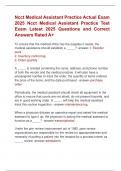 Ncct Medical Assistant Practice Actual Exam  2025 Ncct Medical Assistant Practice Test  Exam Latest 2025 Questions and Correct  Answers Rated A&plus; 
