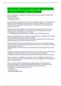 NATURAL SCIENCE EXAM QUESTIONS WITH CORRECT SOLUTIONS
