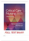Critical Care Nursing- A Holistic Approach Test Bank 12th Edition Author&colon;Morton Fontaine All Chapters With Correct And Verified Questions & Answers 100&percnt; Complete A&plus; Guide Latest 2025 Version Instant Download Available In PDF