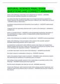 NATURAL SCIENCE FINAL EXAM QUESTIONS AND CORRECT ANSWERS