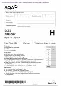 Actual 2024 AQA GCSE BIOLOGY 8461&sol;2H Paper 2 Higher Tier Question Paper &plus; Mark Scheme