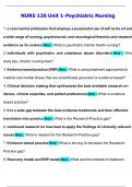 NURS 126 Unit 1-Psychiatric Nursing Review Questions and Answers Latest Update 2025&sol;2026