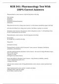 NUR 341&colon; Pharmacology Test With 100&percnt; Correct Answers