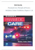 TEST BANK PARAMEDIC CARE PRINCIPLES PRACTICE 5TH EDITION VOLUME 5 SPECIAL CONSIDERATIONS AND OPERATION QUESTIONS AND CORRECT ANSWERS A&plus; COMPLETE
