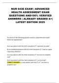 NUR 643E EXAM &vert; ADVANCED HEALTH ASSESSMENT EXAM QUESTIONS AND100&percnt; VERIFIED ANSWERS &vert; ALREADY GRADED A&plus;&vert; LATEST EDITION 2025