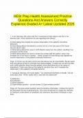  HESI Prep Health Assessment Practice Questions And Answers Correctly Explained Graded A&plus; Latest Updated 2025