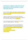  POWER TO ARREST CHECKUP EXAM QUESTIONS AND ANSWERS LATEST 2025-2026 UPDATE