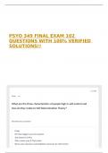 PSYO 349 FINAL EXAM 102 QUESTIONS WITH 100&percnt; VERIFIED SOLUTIONS&excl;&excl;