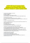 ACRP CRC Exam Question Bank Questions And Answers With Correct Solutions Graded A&plus; Latest Updated 2025