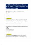 Food Protection Manager Exam &lpar;With 100&percnt; Correct Questions And Answers&rpar; 2025-2026