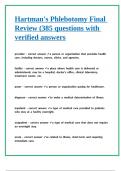 Hartman-s Phlebotomy Final Review &vert;385 questions with verified answers 