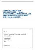 CERTIFIED RADIOLOGY ADMINISTRATOR - FISCAL MANAGEMENT &lpar;AHRA VIRTUAL CRA EXAM WORKSHOP&rpar; QUESTIONS WITH 100&percnt; CORRECT&excl;&excl;