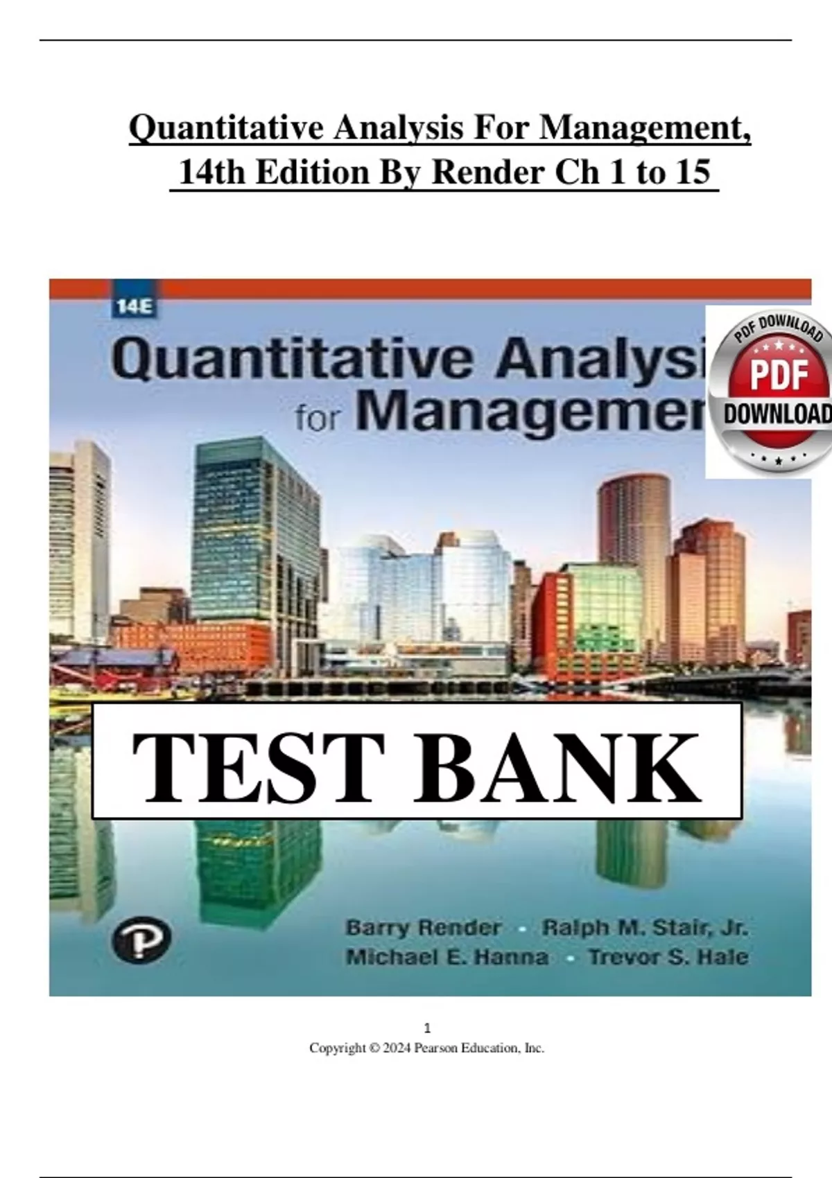Test Bank for Quantitative Analysis for Management, 14th Edition by ...