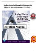Solution Manual for Applied Statics and Strength of Materials&comma; 7th edition by George Limbrunne Verified Chapters 1 - 21&comma; Complete Newest Version