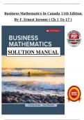 SOLUTION MANUAL FOR Business Mathematics In Canada 11th Edition By F&period; Ernest Jerome Verified Chapters 1 - 17&comma; Complete Newest Version