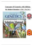Solution Manual for Concepts of Genetics 4th Edition By Robert Brooker-stamped Verified Chapters 1 - 24&comma; Complete Newest Version
